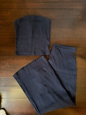 Navy Tube Top and Ankle Wide Leg Pants